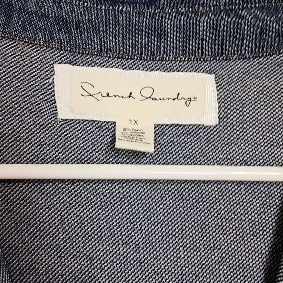 French Laundry Faux Denim Long Sleeve Button Up Size 1X - Picture 2 of 5